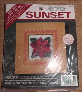 LITTLE POINSETTIA wood FRAME Felt EMBROIDERY KIT 5" X 5" NIP NEW - Picture 1 of 4
