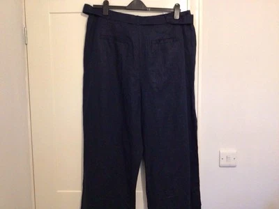 Phase Eight Women's Size 18 Navy  Trousers, 100% Linen High Waist Bnwt . - Image 1 of 4