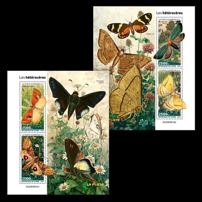 Moths Insects MNH Stamps 2024 Guinea 2 M/S - Image 1 of 3