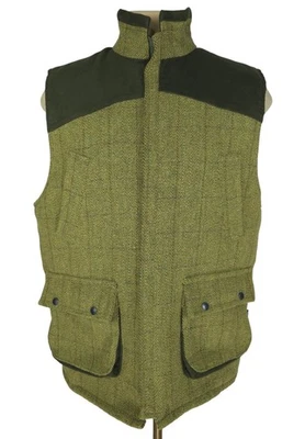 Walker and Hawkes Mens Green Wool Blend Derby Tweed Shooting Gilet Vest Size L - Image 1 of 4