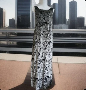 Carol Little Größe 10 schwarz grau Faux Wickel V-Ausschnitt ärmellos Maxi Abendkleid - Bild 1 von 23