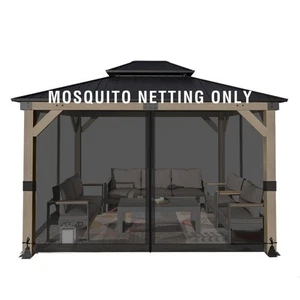 Universal 10x12 ft Gazebo Mosquito Netting, Replacement 4-Panel Sidewalls wit... - Picture 1 of 7