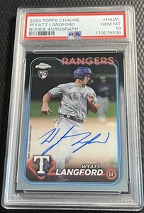 Autógrafo de novato cromado Wyatt Langford Rangers 2024 PSA 10 Topps #RAWL - Imagen 1 de 3