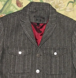 Chaqueta Militar John Varvatos Luxe Gris Mezcla Lana Mediana Nueva Sin Etiquetas - Imagen 1 de 6
