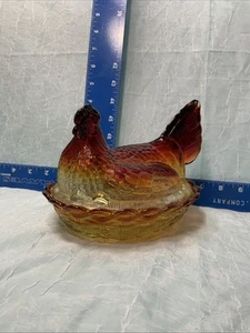 Ombré Red Glass Chicken Dish - Picture 1 of 6