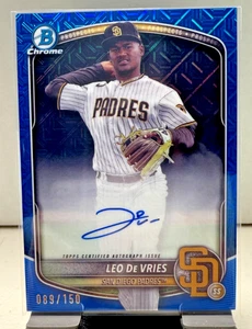 2025 Bowman Chrome Leo De Vries Blue Mojo Refractor Auto /150 BMA-LD Padres - Picture 1 of 2