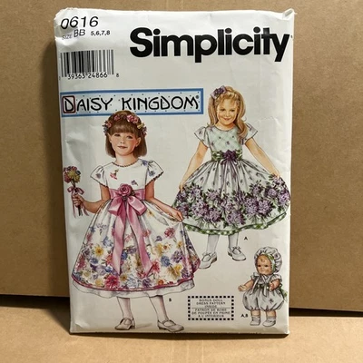 2001 SIMPLICITY Pattern #0616 DAISY KINGDOM Child & Match 13" DOLL DRESS Sz BB - Image 1 of 4