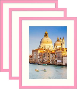 16X20 Picture Frame Set of 3 Made of Solid Wood Pink Photo Frames Display Pictur - Picture 1 of 7