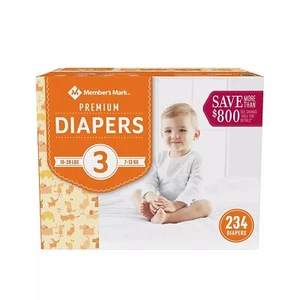 Members Mark Members Mark Premium Baby Diapers Size 3 1628 Pounds, 234 Count - Picture 1 of 1