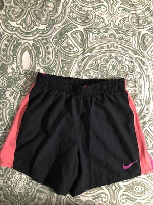 Nike Girl’s Dri-Fit lined 10K Running 890519 Shorts Size X-Large Black/ Coral - Image 1 of 4