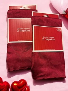 Set (4) Burgundy Cloth Dinner Napkins Valentine’s Day Christmas 20” X 20” - Picture 1 of 3