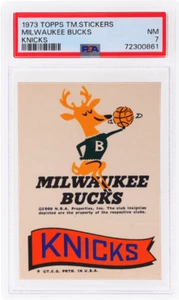 1973 Topps Team Stickers Milwaukee Bucks Knicks #27 PSA 7 - Picture 1 of 2