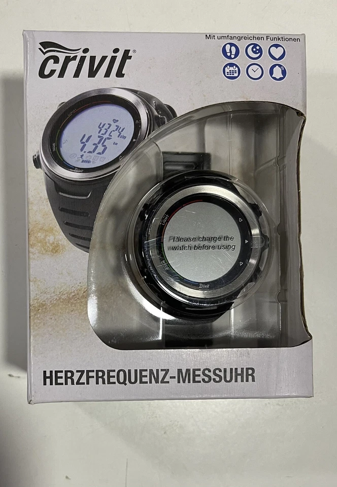 CRIVIT® Herzfrequenz Messuhr mit Schrittzähler Großes LC Display USB Neu Ovp - Bild 1 von 1