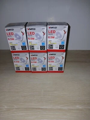 6 Pack Satco S9383 LED Bulbs 6.5W 120V S9383 Twist Lock GU10 Base Dimmable 30K - Image 1 of 4