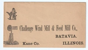 RARE Unused Postal Cover - Challenge Windmill Feed mill ca 1880 Batavia Illinois - Picture 1 of 2