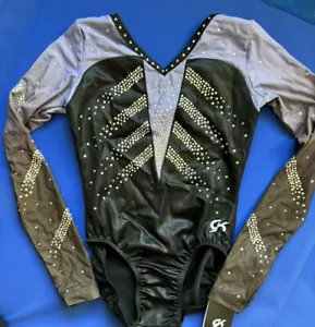 GK ELITE Gymnastics LEOTARD Competition RHINESTONE Mesh PURPLE Ombre Team or Lot - Picture 1 of 23
