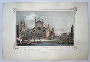 VENEZIA SAN GIOVANNI E PAOLO ITALY 1837 G. KIER/G. PIVIDOR LARGE ANTIQUE VIEW - Picture 1 of 3