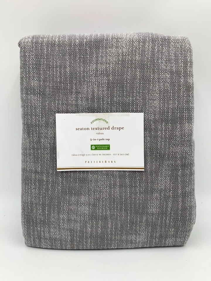 Pottery Barn Teen Seaton Textured Blackout Drape 50x 84” Gray Set of 2