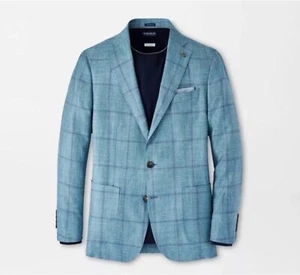 NWT $1295 PETER MILLAR Crown Crafted Wool Silk Linen Sport Coat Sz 40R Teal Blue - Picture 1 of 15