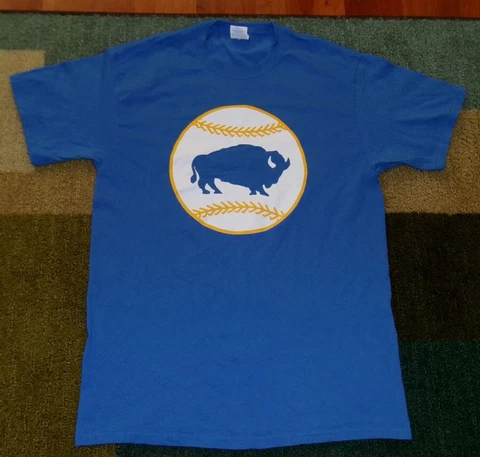 Extremely Rare NEW Authentic BUFFALO BISONS Blue SABRES NIGHT Shirt M/Medium Cover