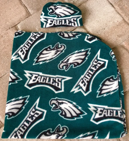 Philadelphia Eagles Newborn Infant Baby Receiving Blanket & Hat Gift Set 0-3 mo Cover
