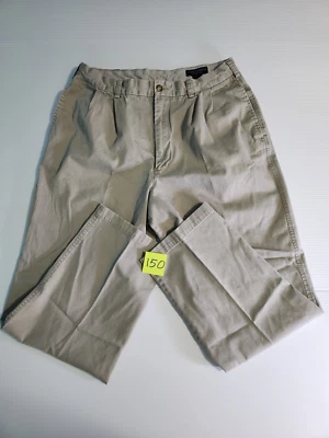 Daniel Cremieux Paris Pant's Men's 35x32 Khaki Tan Pleated Measures 35x30 - Image 1 of 4
