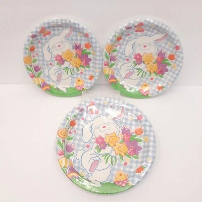 VTG 3 Pk Designware Bunny time 12 ct Ea 7" Paper plates Easter Spring 36 total  - Image 1 of 3