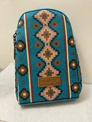 NUEVO Bolso Bandolera de Lona con Estampado Azteca Wrangler Turquesa Oscuro Foto 1 de 4