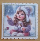 3D Greeting Card °Girl Catching Snow Star° ❄️☃️ Christmas Craft NEW