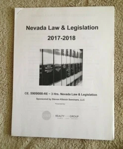 Real Estate NEVADA "LAW & LEGISLATION" 2017-'18 3 HRS. C. E. Course - Picture 1 of 5
