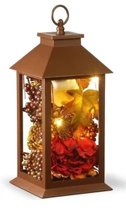 National Tree Company Harvest Lantern LED Lights,  Fall Decor Brown 12” - Picture 1 of 5