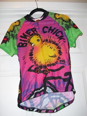 Precaryous BIKER CHICK Women's Large World Jerseys Cycling Cycle Bike - Image 1 of 2