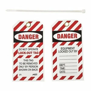 BRADY Danger Tag, Vinyl, Danger Do Not Operate Lock-Out Tag, 5 1/2" x 3", 10PK - Picture 1 of 1
