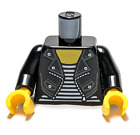 LEGO - Minifigure Torse - Veste en cuir noir, Chemise à rayures, Fermeture à glissière, Femme