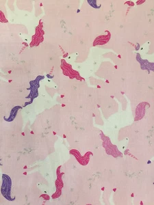 TOSSED UNICORNS ON PINK METALLIC TIMELESS TREASURES GIRL COTTON FABRIC HALF YARD - Picture 1 of 4