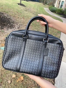 NWT Coach Men PERRY SLIM BRIEF WITH HERRINGBONE PRINT (COACH F24722) - Picture 1 of 8