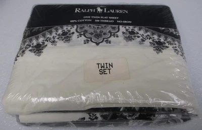 Vintage Ralph Lauren GAZEBO Floral Black 3pc Sheet Set - Twin - Image 1 of 4