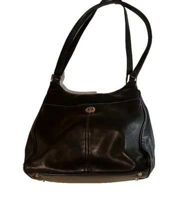 Vtg Etienne Aigner Hobo Bag Navy Blue Leather Double Strap Snap Close Feet Base - Image 1 of 4