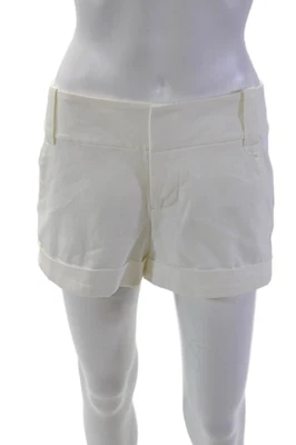 Shorts feminino Alice + Olivia cintura baixa com zíper algemado algodão branco tamanho 4 - Imagem 1 de 4