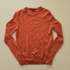 Uniqlo Jumper Womens XS Extra Small Orange Wool Knit Crew Neck Long Sleeve 17728 - Picture 1 of 6