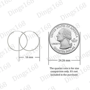 Pendientes de aro Huggie sin fin de plata de ley 925 real sin níquel/plomo de 16 mm/0,6" - Imagen 1 de 2
