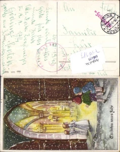 750383 Künstler AK Hannes Petersen Neujahr Kinder Kirche Feldpost St. Peter in d - Picture 1 of 1