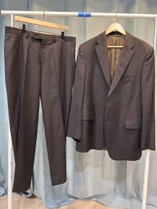 Jack Victor Suit, Prossimo,  44L, Dark Brown W/pinstripes,  Loro Piana Super130 - Picture 1 of 24
