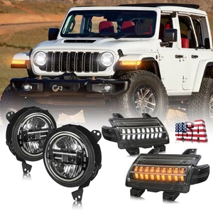 Faros LED halo luz de señal de giro para Jeep Wrangler JL Gladiator JT 2018-2025 - Imagen 1 de 12
