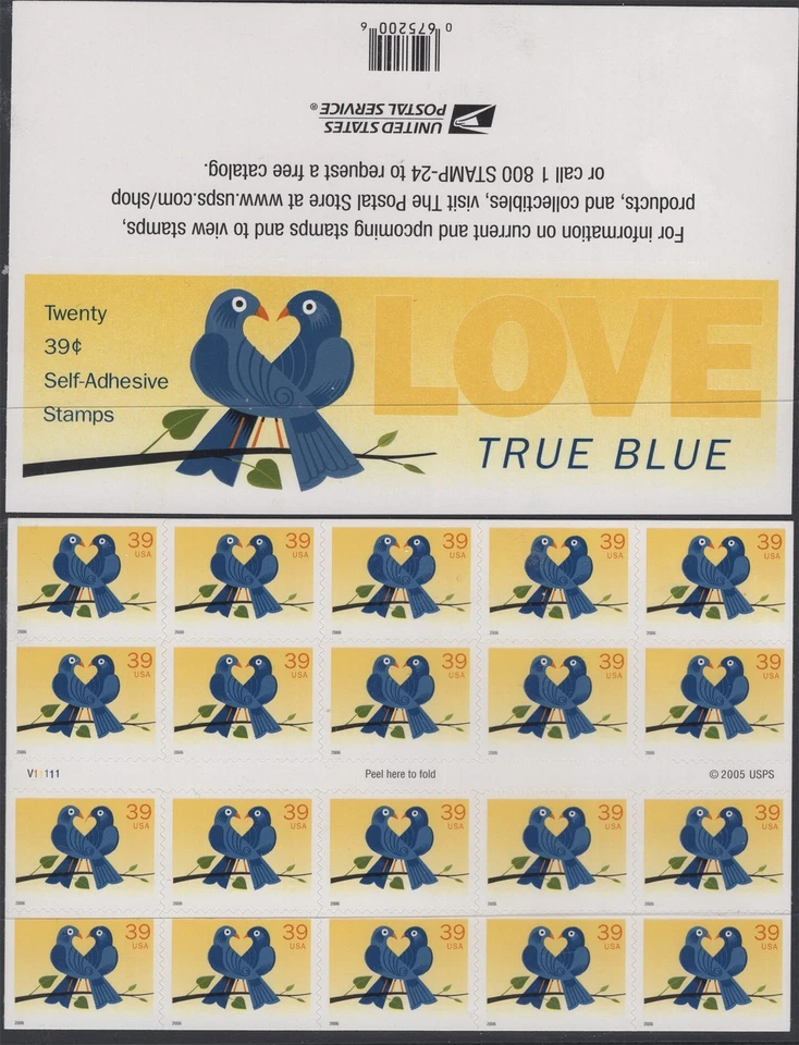 SC# 4029a - 2006 - 39¢ - "L O V E" - True Blue Convertible Pane of 20 Stamps - Image 1 of 1