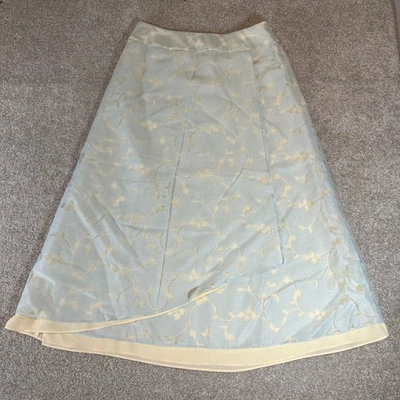 J Jill юбка женщин размер 12 синий цветочный льняной смеси трапеции Midi с подкладкой новый - Изображение 1 из 4