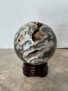 602g Natural Moss Agate Ball Quartz Crystal Sphere Reiki Crystal Decor Healing - Picture 1 of 12