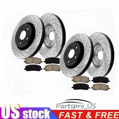 Front & Rear Drilled Slotted Rotors Ceramic Brake Pads for Scion tC 2005 - 2010 - Image 1 of 4