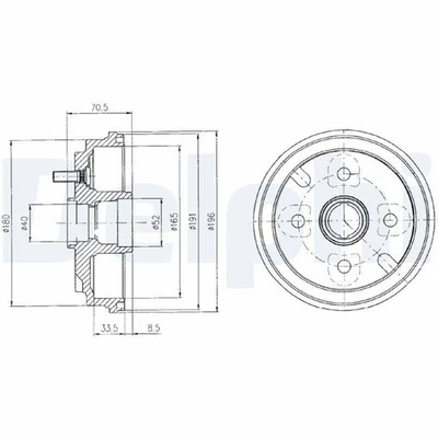 2x DELPHI Bremstrommel Trommeln Trommelbremse Hinten BF462 - Bild 1 von 2