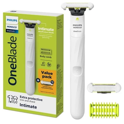 Philips Norelco OneBlade elétrico recarregável, aparador pubiano íntimo, valor Pa - Imagem 1 de 4